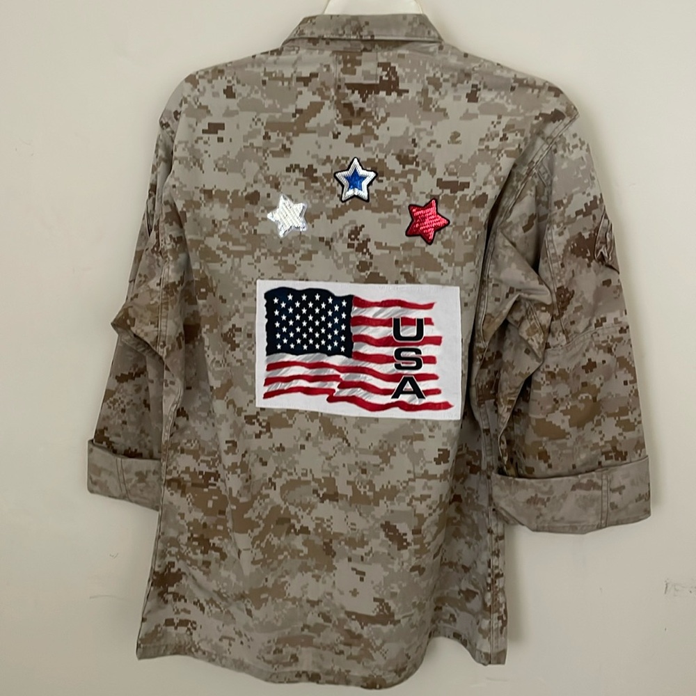 MARINES USA Camo Jacket/Blouse Stars and US Flag